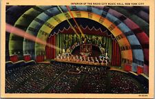 NYC NY Interior Radio City Music Hall Costumed Dancers Teich Linen Postcard 1936 picture