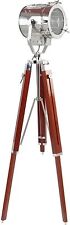 Chrome & Brown Vintage searchlight With Wooden Tripod Searchlight Spotlight picture