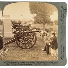 Gettysburg High Water Mark Stereoview c1903 Civil War Cannon Round Top A1922 picture