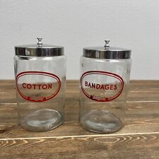 RARE vintage GLASCO Apothecary Glass Jar Doctor Medical Office Bandages & Cotton picture