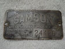 Orig SAMSON TRACTOR Model M DATA PLATE Tag 1919-23 GENERAL MOTORS Janesville WI picture