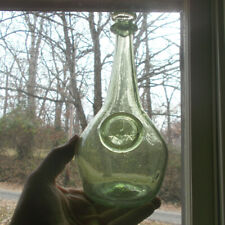 PONTILED GREEN SHAFT & GLOBE 1650 CRUDE BLOWN REPRO BOTTLE WITH EMB J&STARS SEAL picture