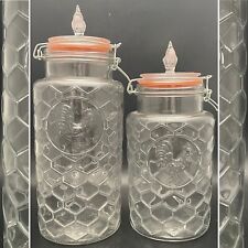 Palais Glassware Country Chic Rooster Chicken Wire Canister 2pc China 11