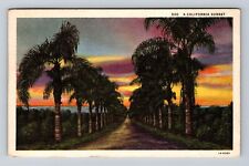 CA-California, Scenic Views Sunset in California, Antique Vintage c1936 Postcard picture