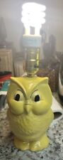 Vintage Adorable Yellow Owl Ceramic Table Lamp 8” Works picture