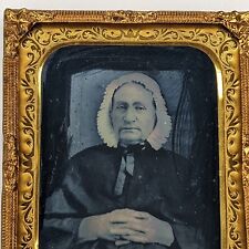 c1850s Older Woman Bonnet 9th Plate Daguerreotype Real Photo Tintype Antique H41 picture