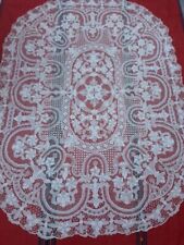 antique beautiful linen lace tablecloth embroided floral awesome work item134 picture