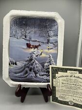 Horse-drawn Sleigh in Town Christmas Homecoming Bradford Exchange w/ COA picture
