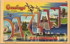 Vintage 1940s OAKLAND California Large Letter Postcard Piltz Linen / Unused picture