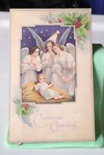 1929 Christmas Greetings - Angels  Postcard - 1929 Christmas Seal Sticker - Rare picture