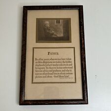 Antique 1924 Framed Father Motto Print 10.5”x 7” New York  Artwork Old Man picture