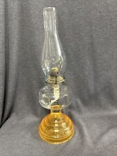Vintage EAPG Glass Oil Lamp Pedestal Base 20” Tall Amber Base W/ Clear Font picture