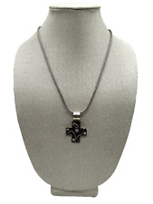 Estate Navajo Nakai Artisan Sterling & Garnet Cross Braided Chain Necklace 30
