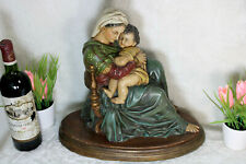 Antique French chalk Statue group mary jesus young religious   picture