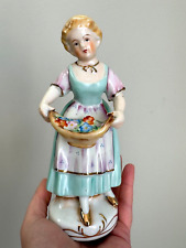 Royal Sealy Woman Figurine Vintage Porcelain Figure Blonde Girl Flower Basket picture