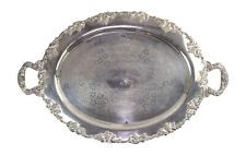 Vintage Crescent Silver On Copper Grape Pattern Large Oval Footed Tray, 32 in. picture