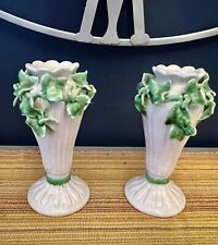 Antique Vintage Meiselman Italian White & Green Ivy candle holders picture