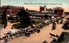 Postcard Market Place & Tomlinson Hall Indianapolis IN Indiana Horse Drawn H-073 picture