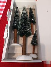 Dept 56 Frosted Fir Trees 52605 Set of 4 Real Wood Trunks in Box picture