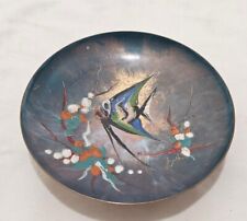 Vintage Krelage Holland Enamel over Copper Bowl Crane Bird Asian Motif ~ 5