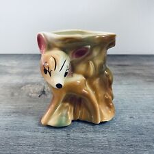 Vintage Walt Disney Productions Bambi Glazed Pottery Planter Deer Figural Vase picture
