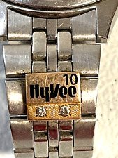 HyVee 10 YR Award Seiko Men's Watch 2 Diamonds Hy Vee Food Store 10K Gold Emblem picture