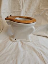 Vintage Small Porcelain Salesman Sample Toilet With Wood Seat 8 1/2 Inches High picture