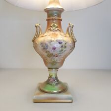 Antique Table Lamp Hand Painted Floral Victorian Gold Gilt picture
