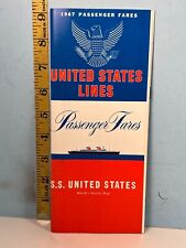 1967 S.S. United States Ocean Liner Passenger Fares New York to Europe Map picture