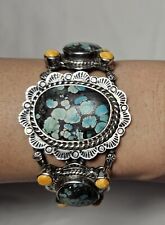 DRF David R Freeland Jr Sterling Silver Cuff Bracelet Native American Turquoise picture