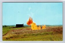 Jonesville MI-Michigan, Gas Burn Off Pit and Oil Storage Tanks, Vintage Postcard picture
