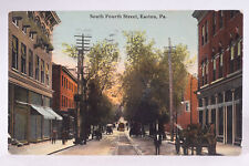 Easton Pa Fourth St Horse Buggies Trolly Car Antique 1912 Postcard picture
