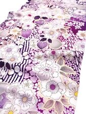 u040-b_Unused Japanese Kimono Fabric_Silk,Violet,Tsujigahana,Yuzen,98 cm picture