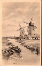 Vtg Dutch Windmill Artist Signed LS Winburne Ullman Mfg Company 1910s Postcard picture