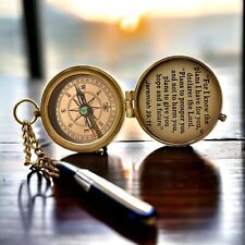 Solid Brass Directional Engraved Compass, Baptism Gifts for Boys’ Girls picture