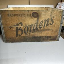 Vintage Borden's Wooden Milk Crate Black Lettering Metal Joins 16