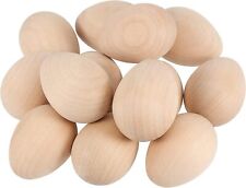 Set of 13 Unfinished Wooden Eggs Unpainted Easter Decoration Smooth Faux Egg picture
