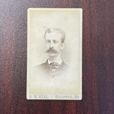 CIRCA 1880s CDV MAN IN SUIT WITH MUSTACHE Hallowell maine picture