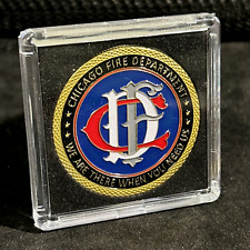 CHICAGO FIRE DEPARTMENT GOLD FINISH Challenge Coin W Case Brand New picture
