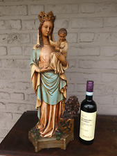 Antique LARGE our lady of Flanders madonna statue lion snake religious picture