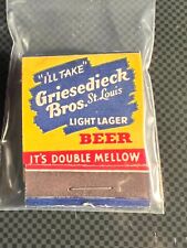 MATCHBOOK - GRIESEDIECK BROS. LIGHT LAGER BEER- DOUBLE MELLOW - UNSTRUCK picture