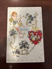 Antique My Valentine, Think Of Me Embossed Postcard 1912 picture