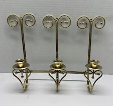 VTG Homco Home Interior Brass Candelabra 3 tiered Candle Holder Wall Decor picture