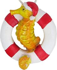 Santa Seahorse in a Lifering Costal Christmas Ornament picture