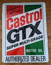 Castrol GTX Super Multi-Grade Motor Oil Embossed Authorized Dealer Metal Sign picture