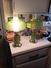 Pair Vintage Large Green 60s 70s Lucite/Plastic  Table Lamps Gorgeous Retro  picture