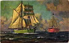 Vintage Postcard- Ships in the ocean picture