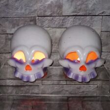 Vintage Trendmasters Foam Light Up Skeleton Skull Halloween Decoration Set Of 2 picture