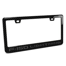 Ford F-150 Lightning in 3D Gray on Real Carbon Fiber Plastic License Frame picture
