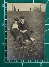 BUDDYS BOYS MEN GAY INT VTG PHOTO LAYING IN GRASS ON HILL picture